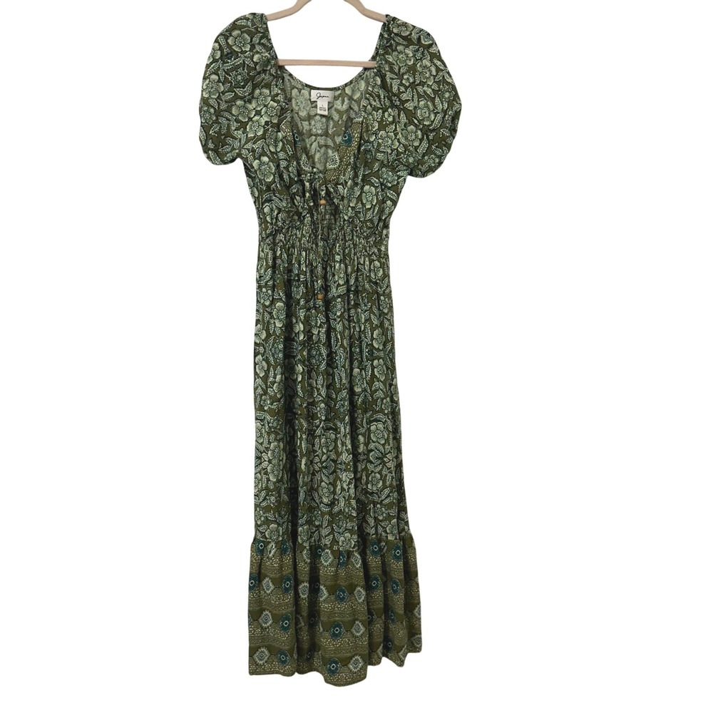 Japna Olive Green Paisley Dress